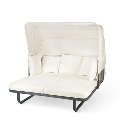 57 Letto da Giorno per Esterni in Rattan, Lettino prendisole da Esterno con Cuscini Rimovibili per Patio, Giardino e Piscina