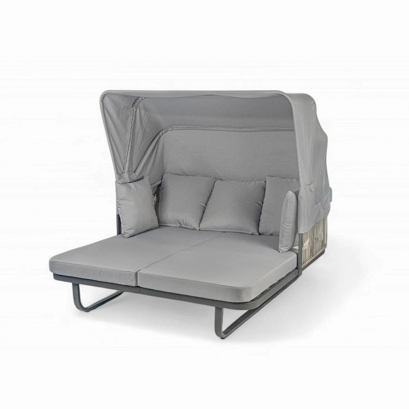 57 Letto da Giorno per Esterni in Rattan, Lettino prendisole da Esterno con Cuscini Rimovibili per Patio, Giardino e Piscina