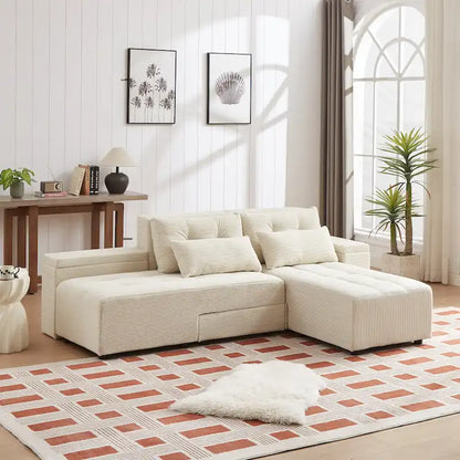 GDFStudio - Emerson Modular Corduroy 3-Seater Sofa with Storage and Customizable Design