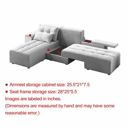 GDFStudio - Emerson Modular Corduroy 3-Seater Sofa with Storage and Customizable Design