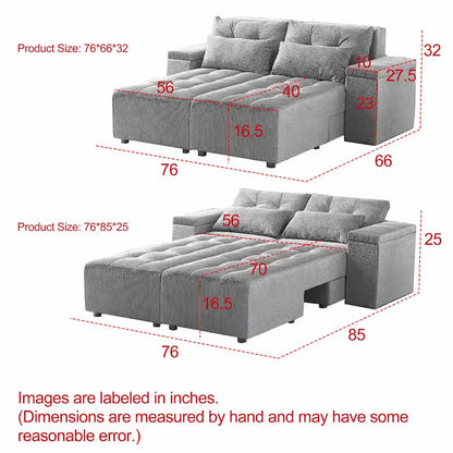 GDFStudio - Emerson Modular Corduroy 3-Seater Sofa with Storage and Customizable Design