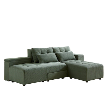 GDFStudio - Emerson Modular Corduroy 3-Seater Sofa with Storage and Customizable Design
