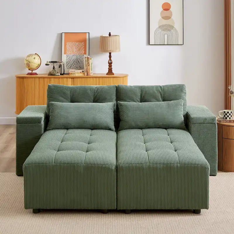 GDFStudio - Emerson Modular Corduroy 3-Seater Sofa with Storage and Customizable Design