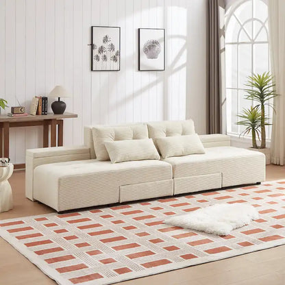 GDFStudio - Emerson Modular Corduroy 3-Seater Sofa with Storage and Customizable Design