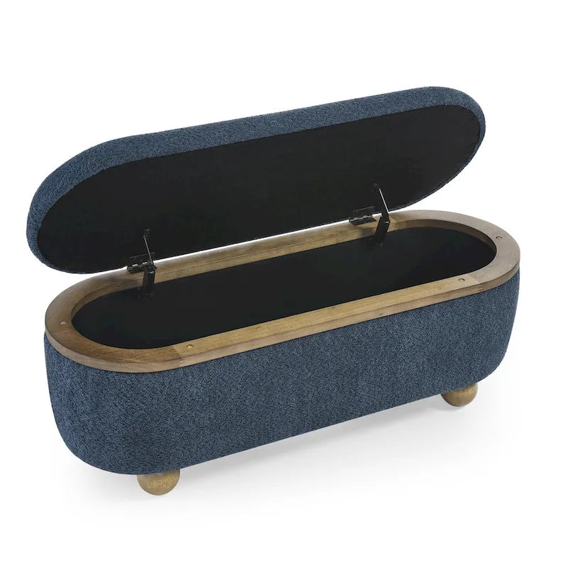 GDFStudio - Clara Upholstered Storage Ottoman Bench with Sturdy Oval Wood Legs