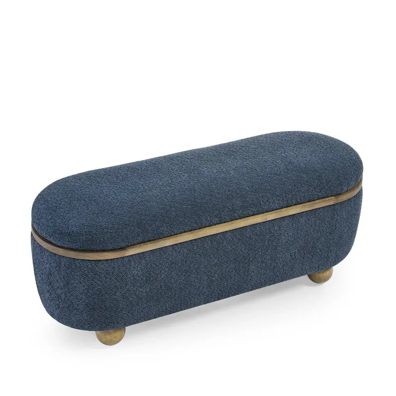 GDFStudio - Clara Upholstered Storage Ottoman Bench with Sturdy Oval Wood Legs