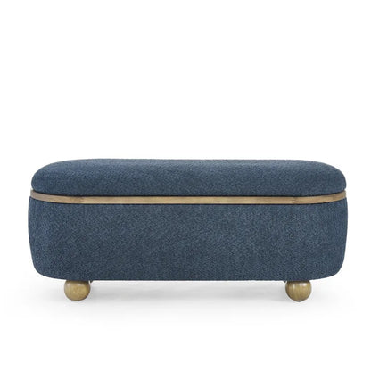 GDFStudio - Clara Upholstered Storage Ottoman Bench with Sturdy Oval Wood Legs