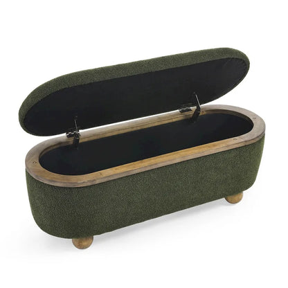 GDFStudio - Clara Upholstered Storage Ottoman Bench with Sturdy Oval Wood Legs