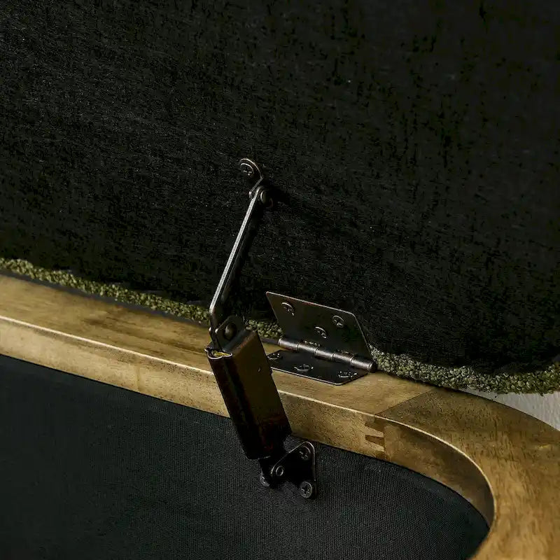 GDFStudio - Clara Upholstered Storage Ottoman Bench with Sturdy Oval Wood Legs