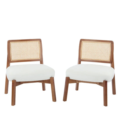 Christopher Knight Home -Alma (Set of 2) Modern Beige Lounge Chair with Woven Backrest, Sturdy Wooden Frame