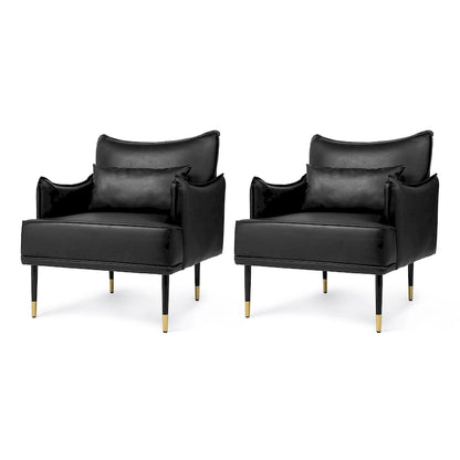 Glitzhome Set of 2 29.5 W Mid-Century Modern Leatherette Armchairs With Side Pocket - 29.5  W x 32  H x 28.75  D