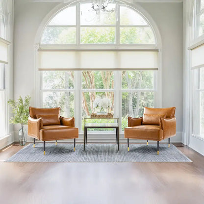 Glitzhome Set of 2 29.5 W Mid-Century Modern Leatherette Armchairs With Side Pocket - 29.5  W x 32  H x 28.75  D