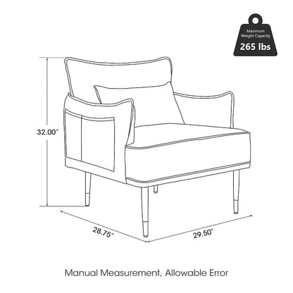 Glitzhome Set of 2 29.5 W Mid-Century Modern Leatherette Armchairs With Side Pocket - 29.5  W x 32  H x 28.75  D