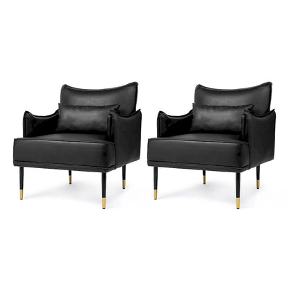 Glitzhome Set of 2 29.5 W Mid-Century Modern Leatherette Armchairs With Side Pocket - 29.5  W x 32  H x 28.75  D