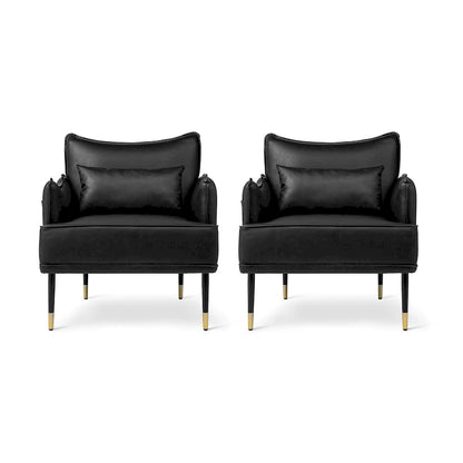 Glitzhome Set of 2 29.5 W Mid-Century Modern Leatherette Armchairs With Side Pocket - 29.5  W x 32  H x 28.75  D