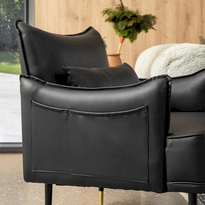 Glitzhome Set of 2 29.5 W Mid-Century Modern Leatherette Armchairs With Side Pocket - 29.5  W x 32  H x 28.75  D