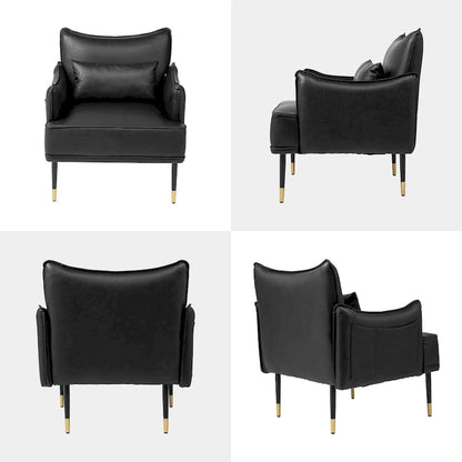 Glitzhome Set of 2 29.5 W Mid-Century Modern Leatherette Armchairs With Side Pocket - 29.5  W x 32  H x 28.75  D