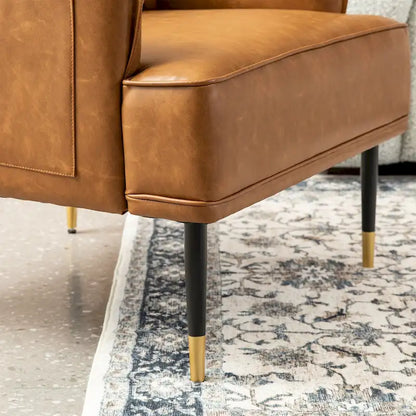 Glitzhome Set of 2 29.5 W Mid-Century Modern Leatherette Armchairs With Side Pocket - 29.5  W x 32  H x 28.75  D