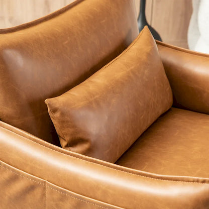 Glitzhome Set of 2 29.5 W Mid-Century Modern Leatherette Armchairs With Side Pocket - 29.5  W x 32  H x 28.75  D