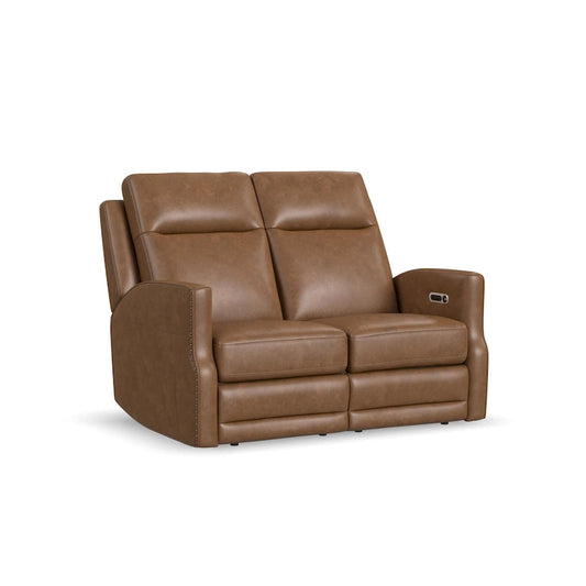 Maxwellton Cedar Power Reclining Loveseat with Power Headrests and Lumbar by Flexsteel - 56  x 42  x 39