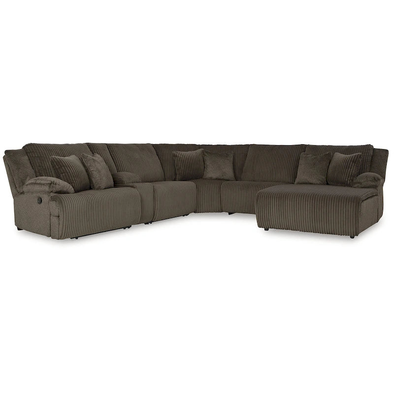 Signature Design by Ashley Top Tier Brown 6-Piece Reclining Sectional with Chaise - 147 W x 134 D x 41 H
