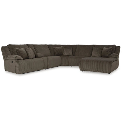 Signature Design by Ashley Top Tier Brown 6-Piece Reclining Sectional with Chaise - 147 W x 134 D x 41 H