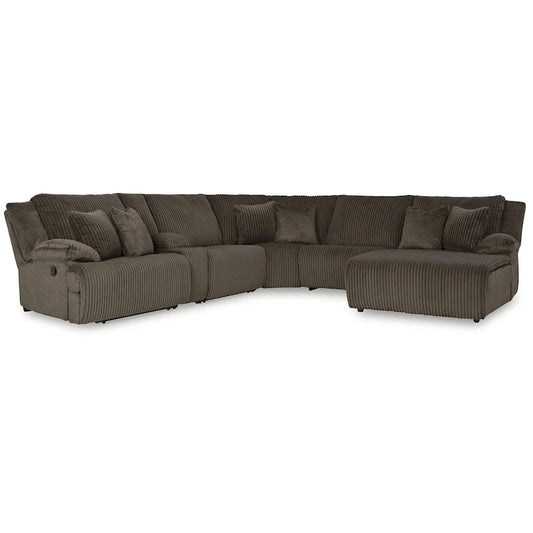 Signature Design by Ashley Top Tier Brown 6-Piece Reclining Sectional with Chaise - 147 W x 134 D x 41 H
