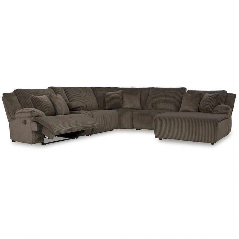 Signature Design by Ashley Top Tier Brown 6-Piece Reclining Sectional with Chaise - 147 W x 134 D x 41 H