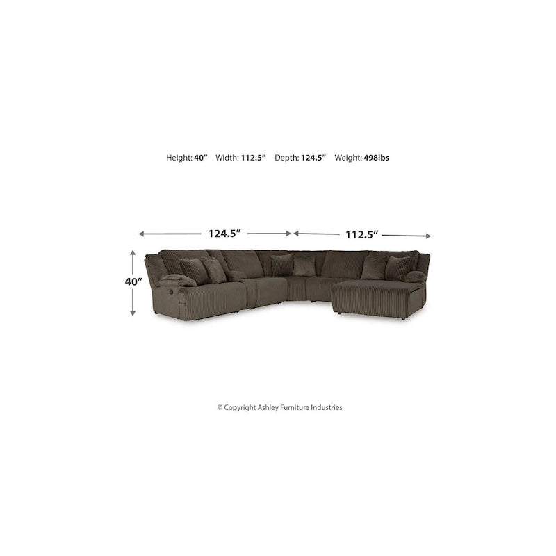 Signature Design by Ashley Top Tier Brown 6-Piece Reclining Sectional with Chaise - 147 W x 134 D x 41 H