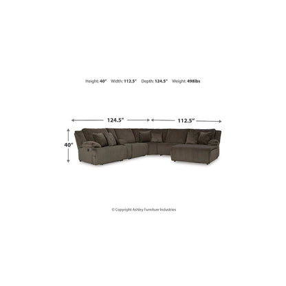 Signature Design by Ashley Top Tier Brown 6-Piece Reclining Sectional with Chaise - 147 W x 134 D x 41 H