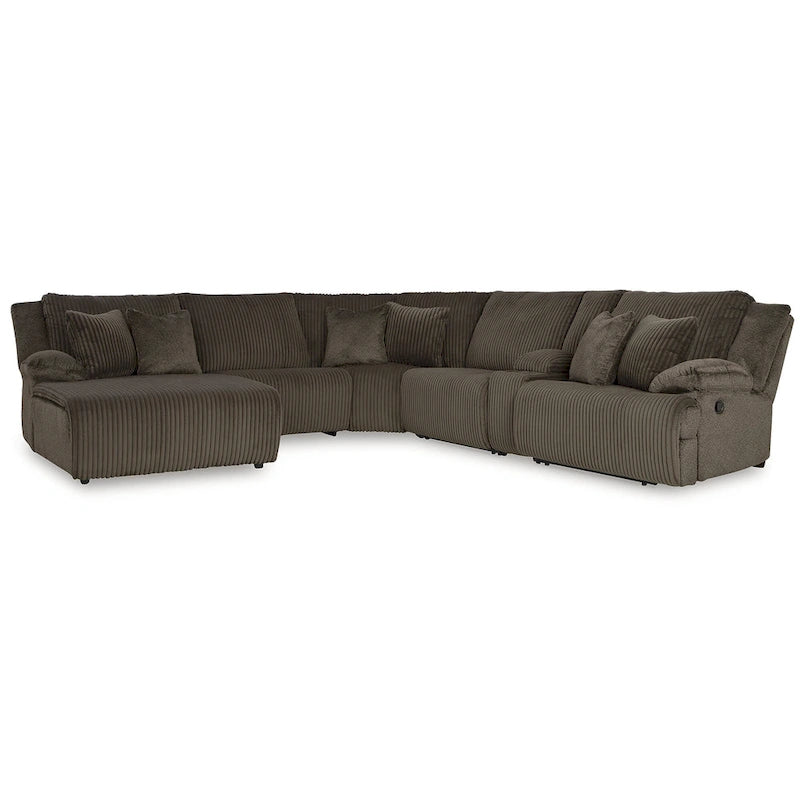 Signature Design by Ashley Top Tier Brown 6-Piece Reclining Sectional with Chaise - 147 W x 134 D x 41 H