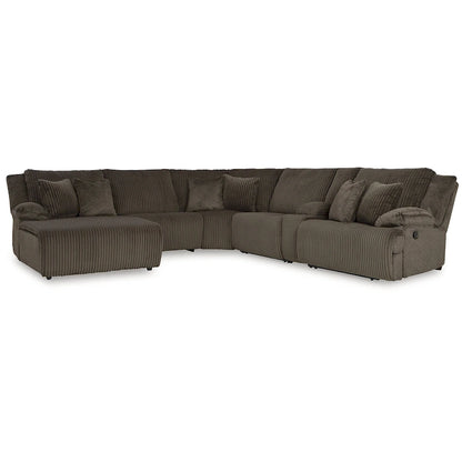 Signature Design by Ashley Top Tier Brown 6-Piece Reclining Sectional with Chaise - 147 W x 134 D x 41 H