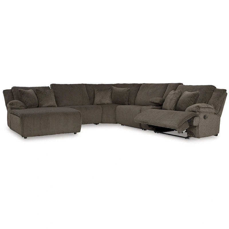 Signature Design by Ashley Top Tier Brown 6-Piece Reclining Sectional with Chaise - 147 W x 134 D x 41 H