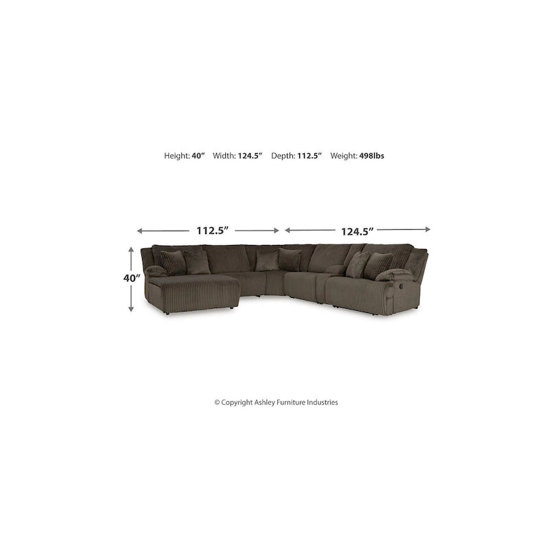 Signature Design by Ashley Top Tier Brown 6-Piece Reclining Sectional with Chaise - 147 W x 134 D x 41 H