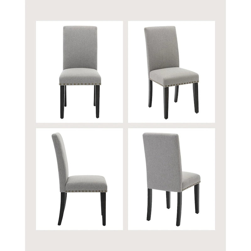 Modern Fabric Dining Chair Set of 4, Upholstered Kitchen Chair with Curved Backrest Wood Legs