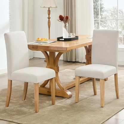 Modern Fabric Dining Chair Set of 4, Upholstered Kitchen Chair with Curved Backrest Wood Legs
