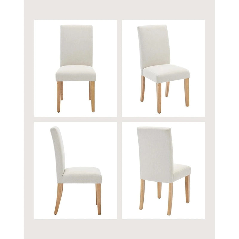 Modern Fabric Dining Chair Set of 4, Upholstered Kitchen Chair with Curved Backrest Wood Legs
