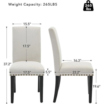 Modern Fabric Dining Chair Set of 4, Upholstered Kitchen Chair with Curved Backrest Wood Legs