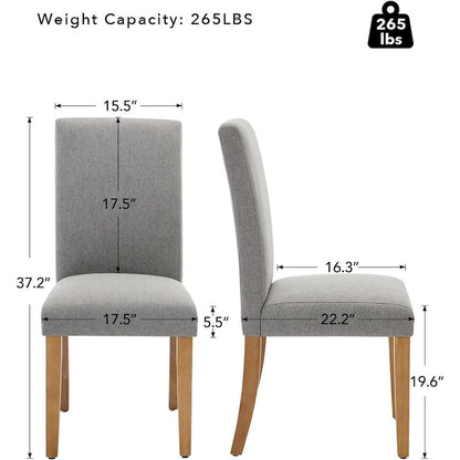 Modern Fabric Dining Chair Set of 4, Upholstered Kitchen Chair with Curved Backrest Wood Legs