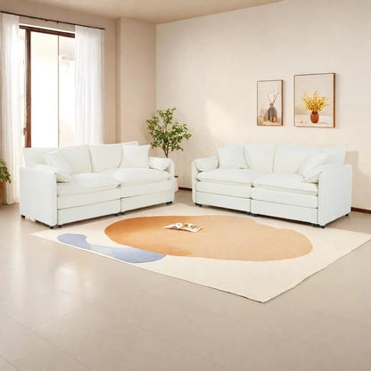 2-Piece 75.59  Chenille Cloud Loveseat Sofa Set with Deep Seat and 4 Pillows