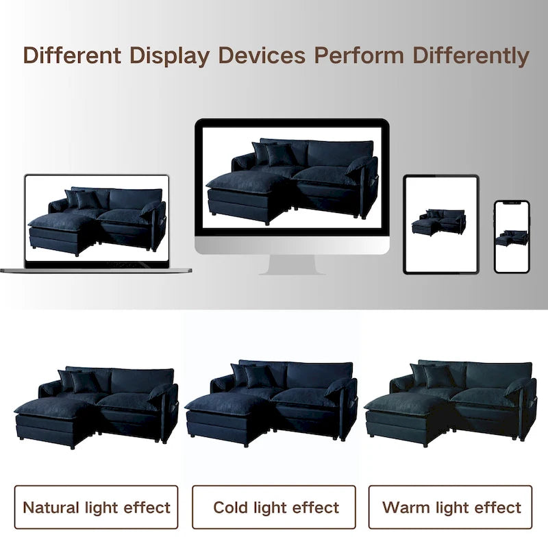 2-Piece 75.59  Chenille Cloud Loveseat Sofa Set with Deep Seat and 4 Pillows