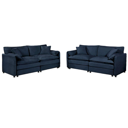 2-Piece 75.59  Chenille Cloud Loveseat Sofa Set with Deep Seat and 4 Pillows