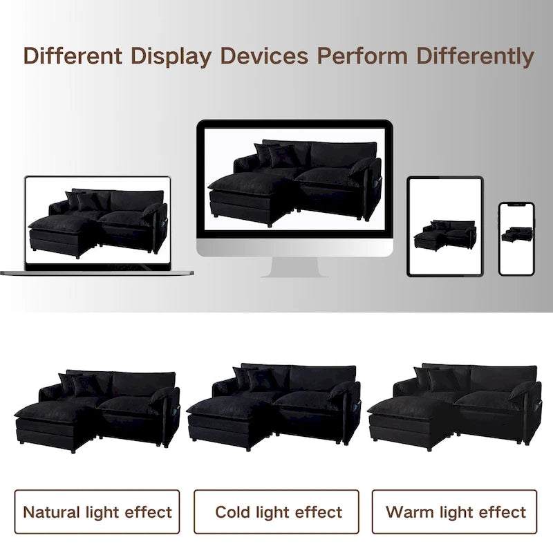 2-Piece 75.59  Chenille Cloud Loveseat Sofa Set with Deep Seat and 4 Pillows