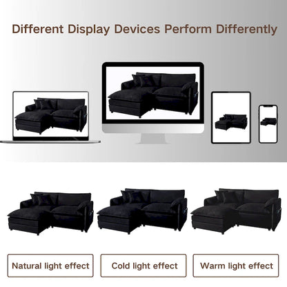 2-Piece 75.59  Chenille Cloud Loveseat Sofa Set with Deep Seat and 4 Pillows