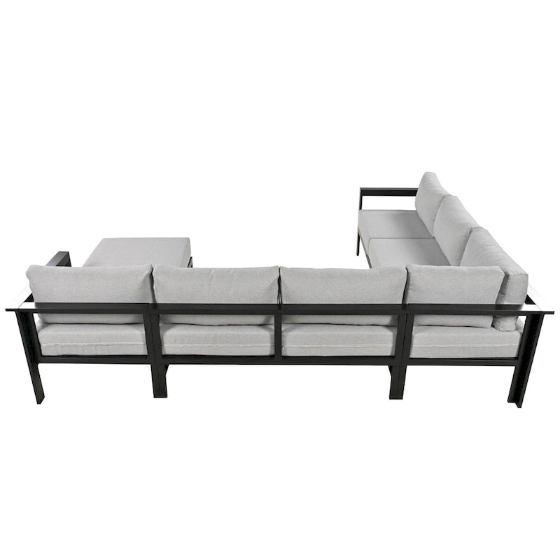 4-Piece Outdoor Patio Aluminum U-Shaped Sectional Sofa Set with Thick Cushions