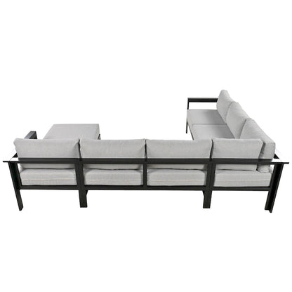 4-Piece Outdoor Patio Aluminum U-Shaped Sectional Sofa Set with Thick Cushions