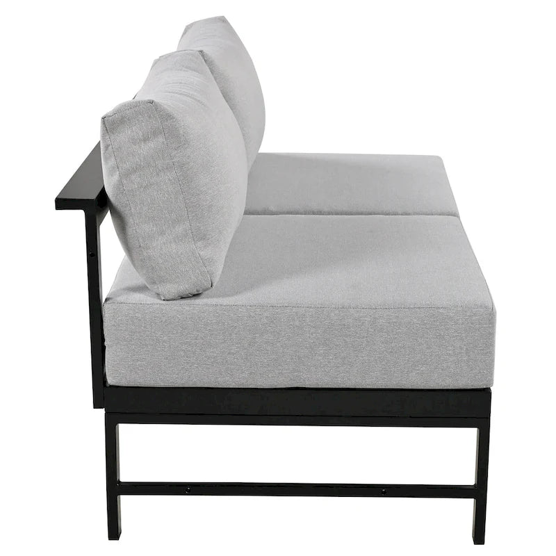 4-Piece Outdoor Patio Aluminum U-Shaped Sectional Sofa Set with Thick Cushions