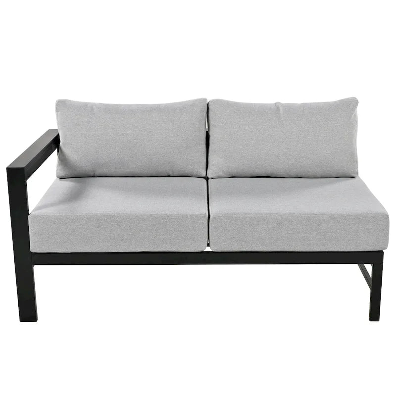 4-Piece Outdoor Patio Aluminum U-Shaped Sectional Sofa Set with Thick Cushions
