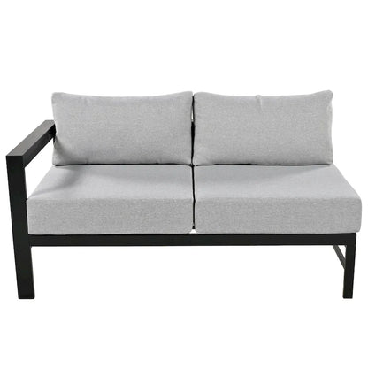 4-Piece Outdoor Patio Aluminum U-Shaped Sectional Sofa Set with Thick Cushions