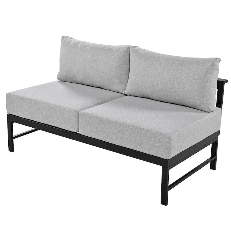 4-Piece Outdoor Patio Aluminum U-Shaped Sectional Sofa Set with Thick Cushions